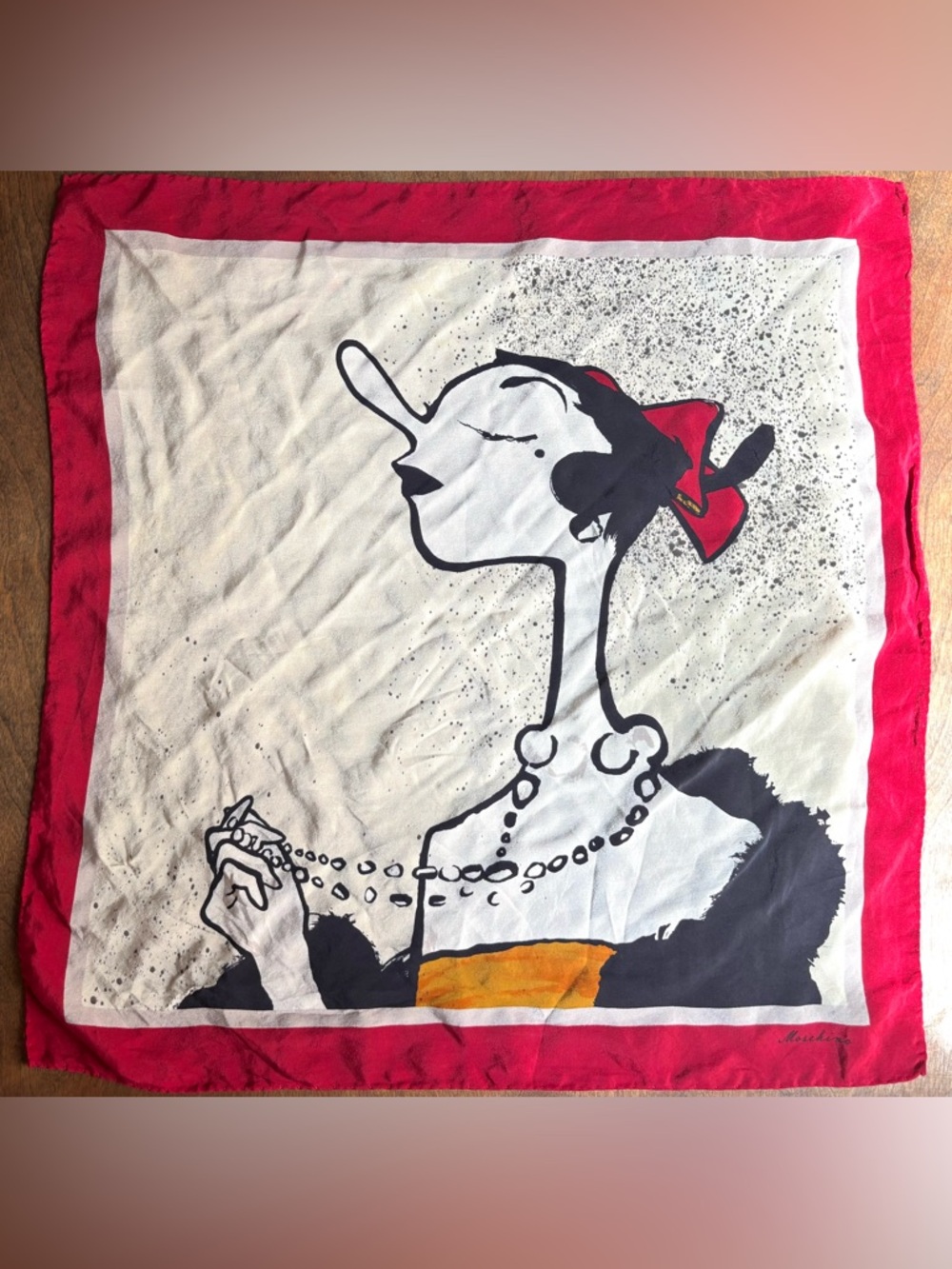 Vintage Moschino Silk Scarf Olive Oyl